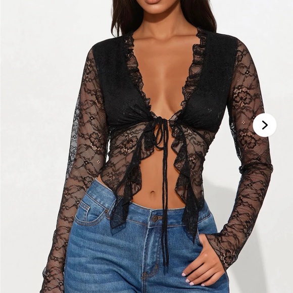 Fashion Nova Tops - NEW with tags Fashion Nova Glance in my Direction Lace Flyaway Ruffle Top